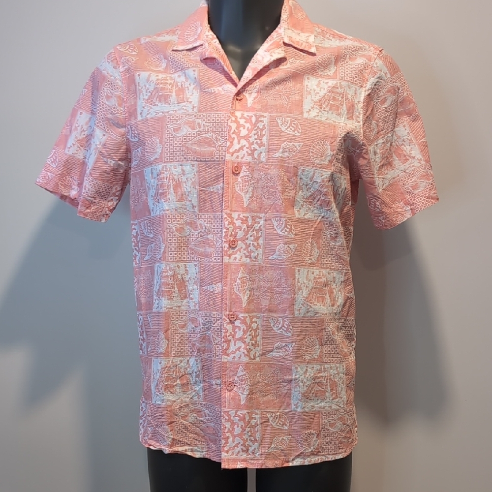 Essex Crossing Orange  Nautical Costal Linen Blend Shirt